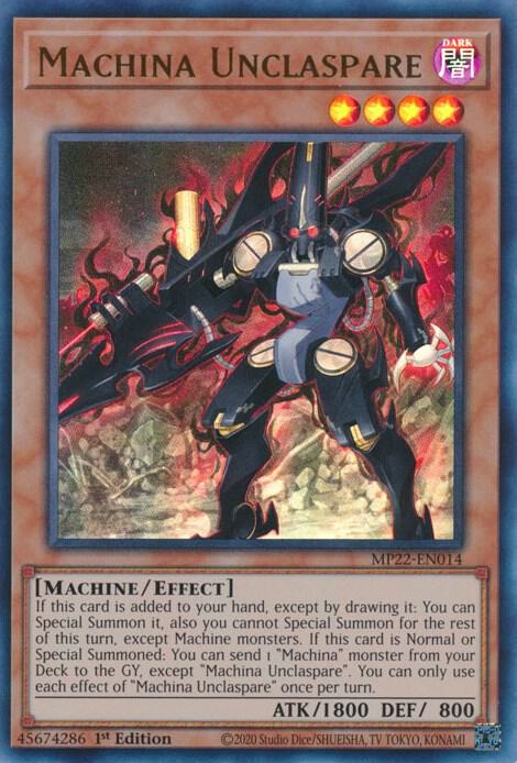 Machina Unclaspare MP22-EN014 card from 2022 Tin of the Pharaoh's Gods