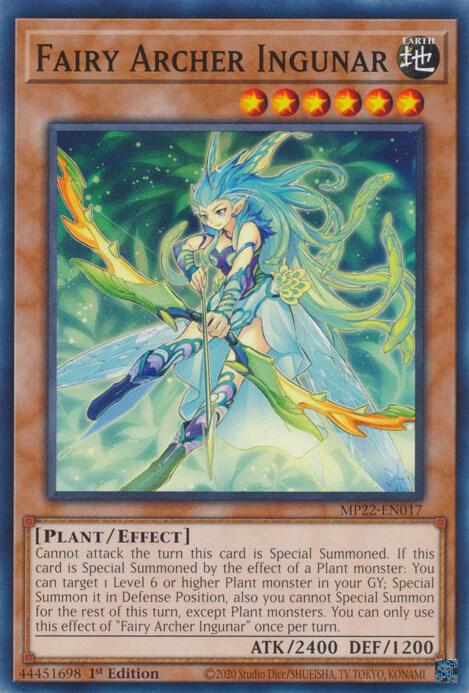 Fairy Archer Ingunar MP22-EN017 card from 2022 Tin of the Pharaoh's Gods