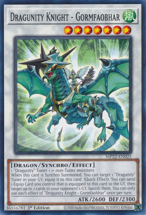 Dragunity Knight - Gormfaobhar MP22-EN025 card from 2022 Tin of the Pharaoh's Gods