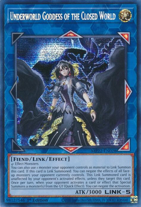 Underworld Goddess of the Closed World MP22-EN028 card from 2022 Tin of the Pharaoh's Gods