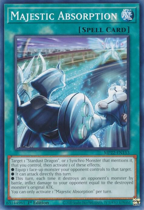 Majestic Absorption MP22-EN153 card from 2022 Tin of the Pharaoh's Gods