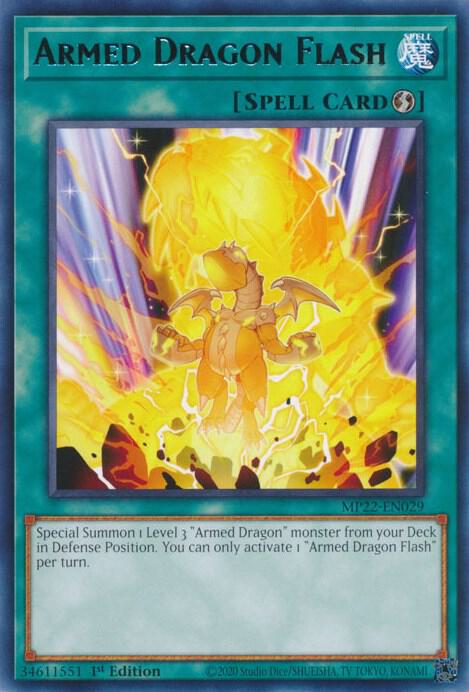 Armed Dragon Flash MP22-EN029 card from 2022 Tin of the Pharaoh's Gods