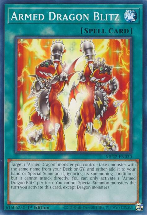 Armed Dragon Blitz MP22-EN030 card from 2022 Tin of the Pharaoh's Gods