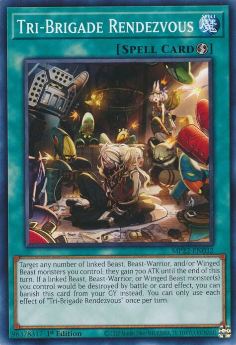 Tri-Brigade Rendezvous MP22-EN032 card from 2022 Tin of the Pharaoh's Gods