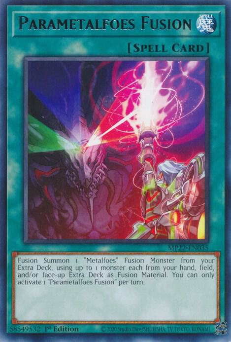 Parametalfoes Fusion MP22-EN035 card from 2022 Tin of the Pharaoh's Gods