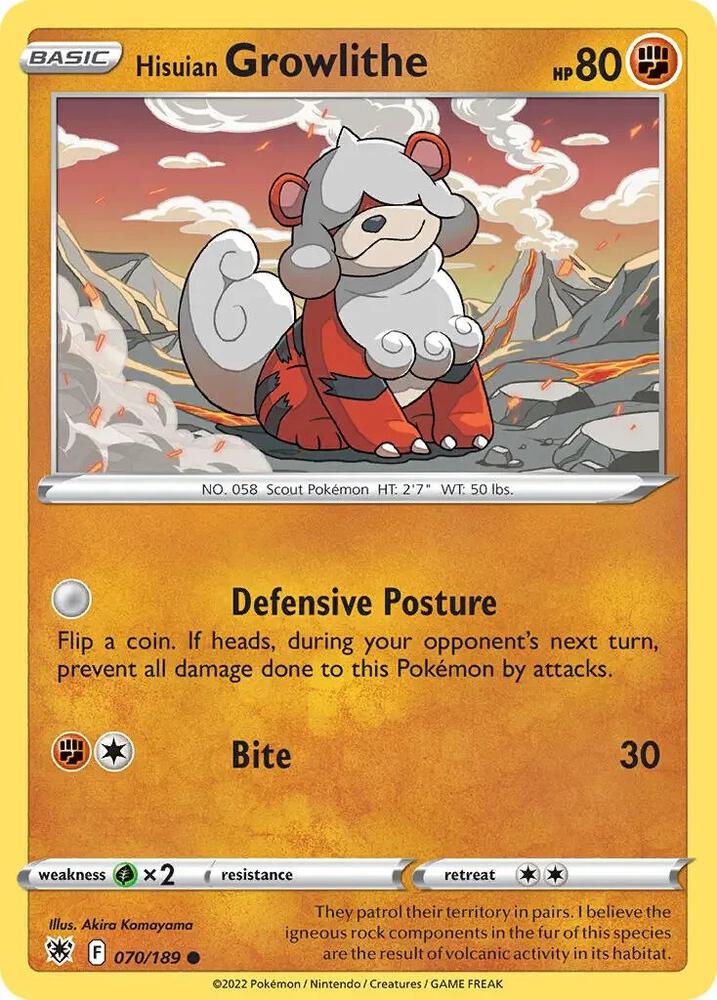 Hisuian Growlithe (Cosmos Holo) 070/189 card from Deck Exclusives