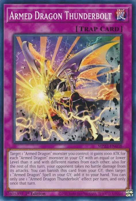 Armed Dragon Thunderbolt MP22-EN038 card from 2022 Tin of the Pharaoh's Gods