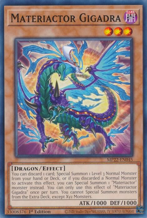 Materiactor Gigadra MP22-EN045 card from 2022 Tin of the Pharaoh's Gods