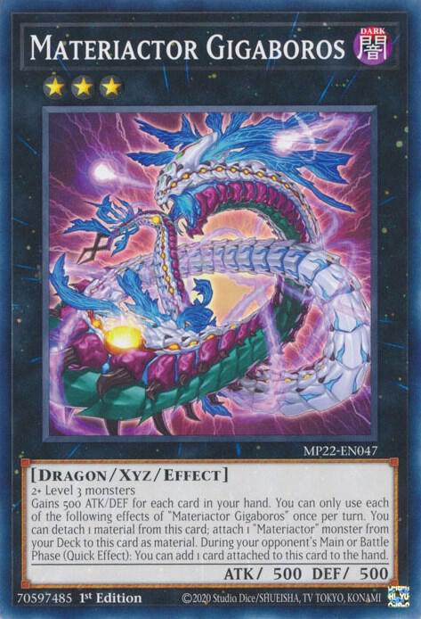 Materiactor Gigaboros MP22-EN047 card from 2022 Tin of the Pharaoh's Gods