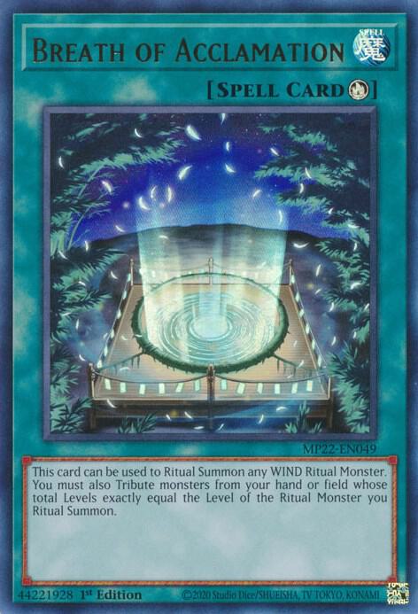 Breath of Acclamation MP22-EN049 card from 2022 Tin of the Pharaoh's Gods