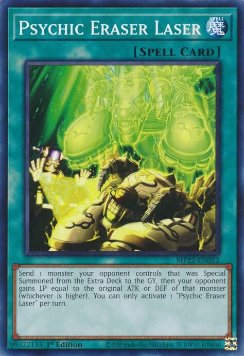 Psychic Eraser Laser MP22-EN052 card from 2022 Tin of the Pharaoh's Gods