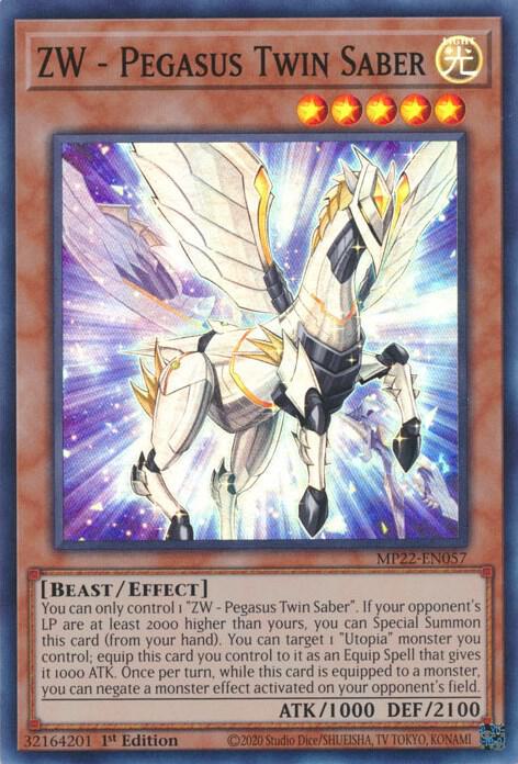 ZW - Pegasus Twin Saber MP22-EN057 card from 2022 Tin of the Pharaoh's Gods