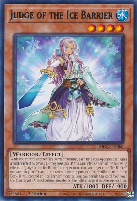 Judge of the Ice Barrier MP22-EN066 card from 2022 Tin of the Pharaoh's Gods