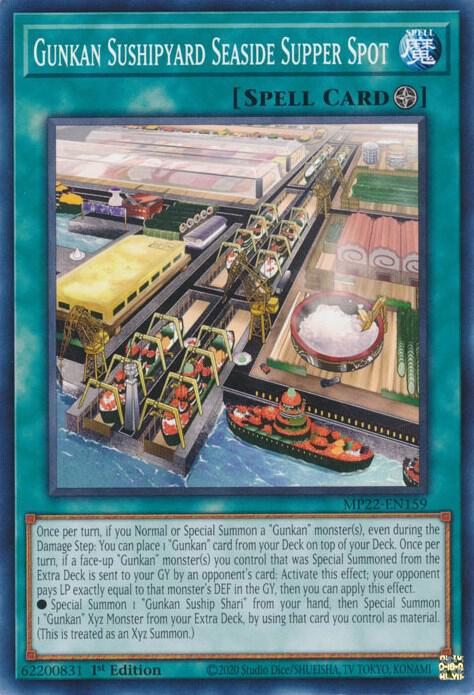 Gunkan Sushipyard Seaside Supper Spot MP22-EN159 card from 2022 Tin of the Pharaoh's Gods