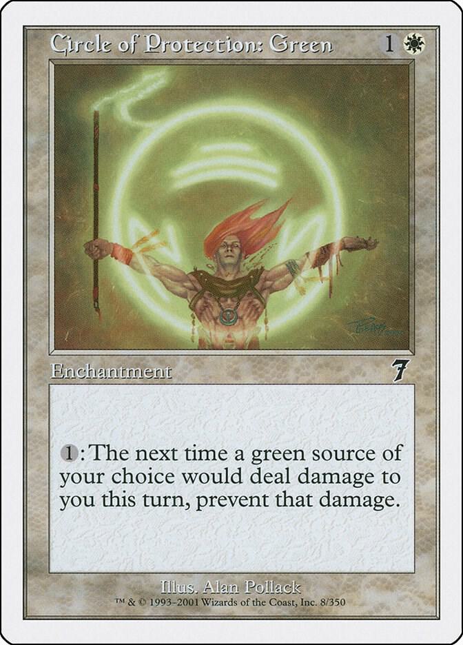 Circle of Protection: Green 8 card from 7th Edition