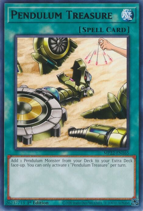 Pendulum Treasure MP22-EN165 card from 2022 Tin of the Pharaoh's Gods
