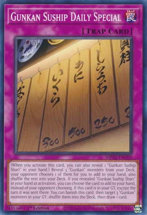 Gunkan Suship Daily Special MP22-EN169 card from 2022 Tin of the Pharaoh's Gods