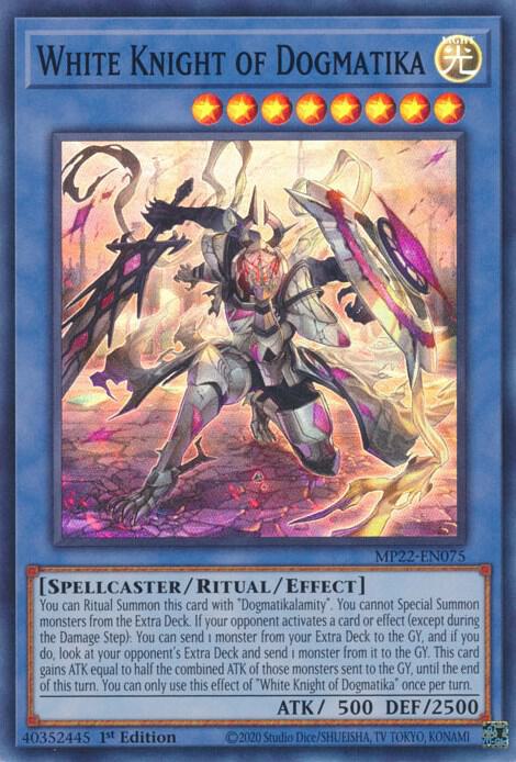 White Knight of Dogmatika MP22-EN075 card from 2022 Tin of the Pharaoh's Gods