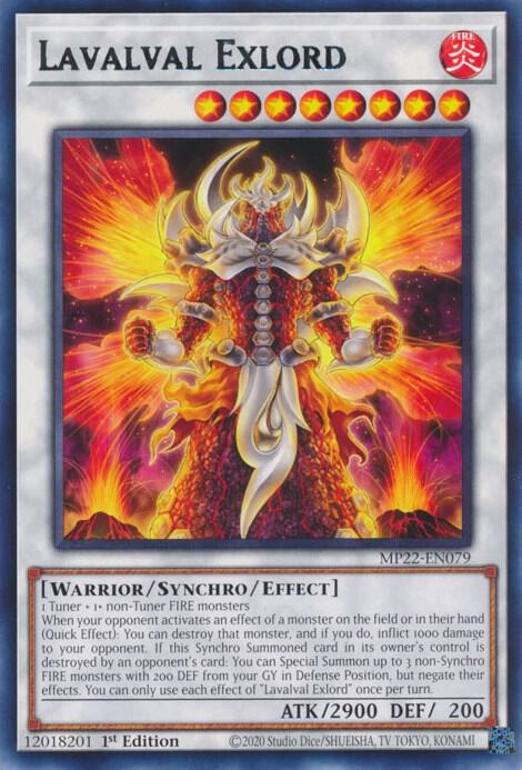 Lavalval Exlord MP22-EN079 card from 2022 Tin of the Pharaoh's Gods