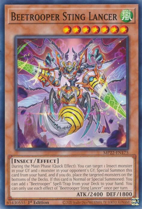 Beetrooper Sting Lancer MP22-EN175 card from 2022 Tin of the Pharaoh's Gods
