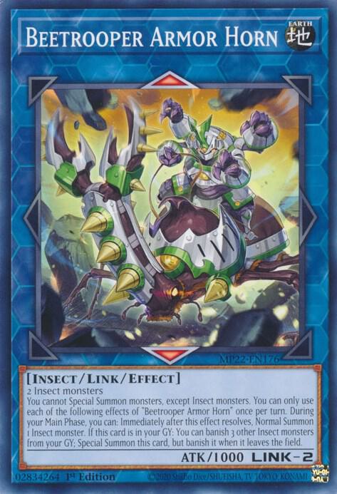 Beetrooper Armor Horn MP22-EN176 card from 2022 Tin of the Pharaoh's Gods