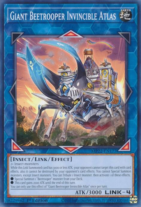 Giant Beetrooper Invincible Atlas MP22-EN177 card from 2022 Tin of the Pharaoh's Gods