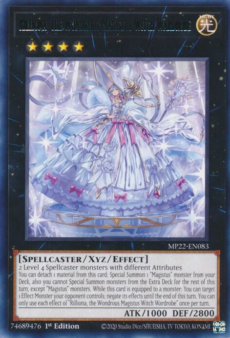 Rilliona, the Wondrous Magistus Witch Wardrobe MP22-EN083 card from 2022 Tin of the Pharaoh's Gods