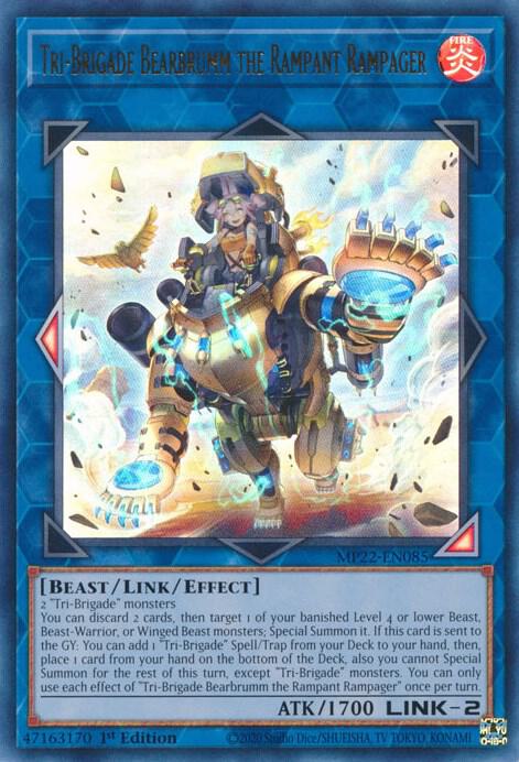 Tri-Brigade Bearbrumm the Rampant Rampager MP22-EN085 card from 2022 Tin of the Pharaoh's Gods