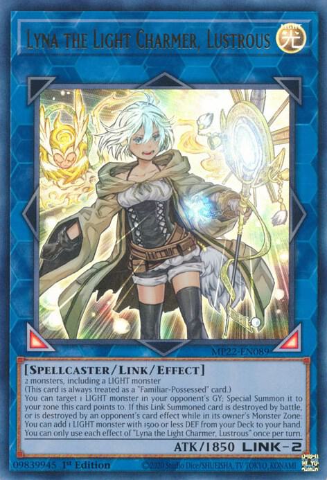 Lyna the Light Charmer, Lustrous MP22-EN089 card from 2022 Tin of the Pharaoh's Gods