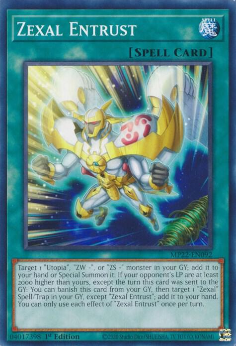 Zexal Entrust MP22-EN092 card from 2022 Tin of the Pharaoh's Gods