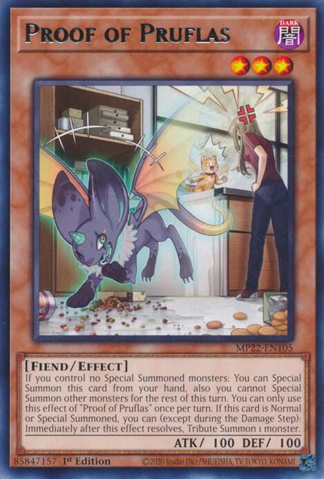 Proof of Pruflas MP22-EN105 card from 2022 Tin of the Pharaoh's Gods