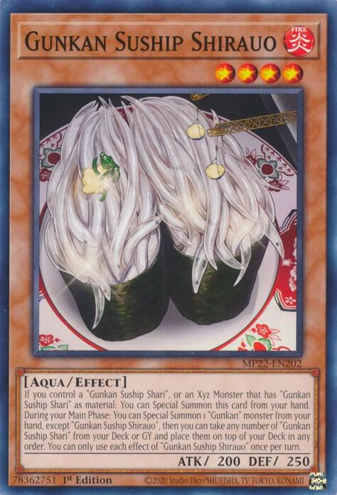 Gunkan Suship Shirauo MP22-EN202 card from 2022 Tin of the Pharaoh's Gods