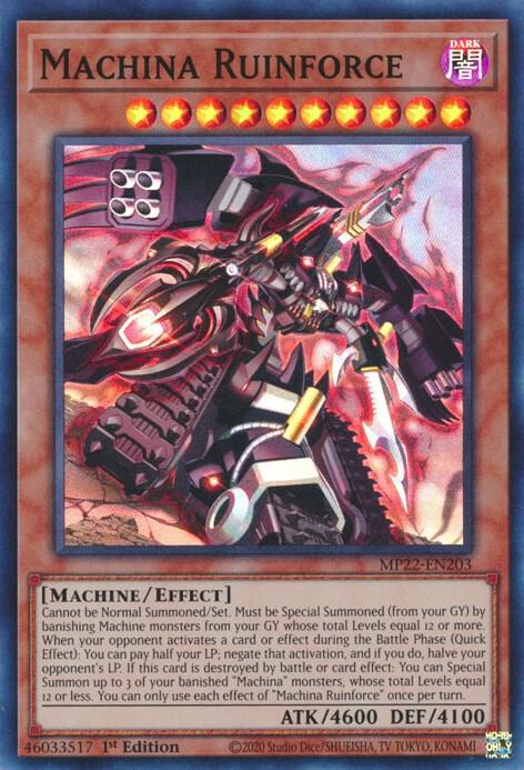 Machina Ruinforce MP22-EN203 card from 2022 Tin of the Pharaoh's Gods
