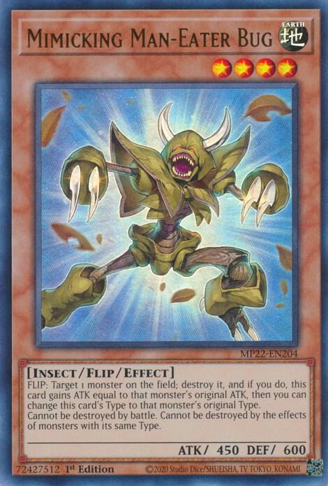 Mimicking Man-Eater Bug MP22-EN204 card from 2022 Tin of the Pharaoh's Gods