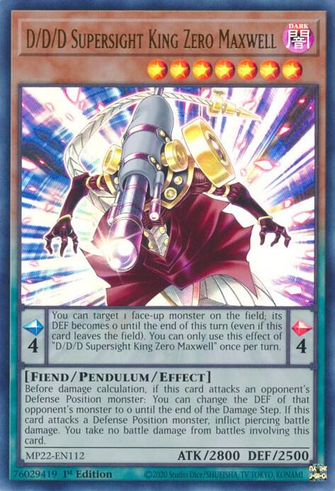 D/D/D Supersight King Zero Maxwell MP22-EN112 card from 2022 Tin of the Pharaoh's Gods
