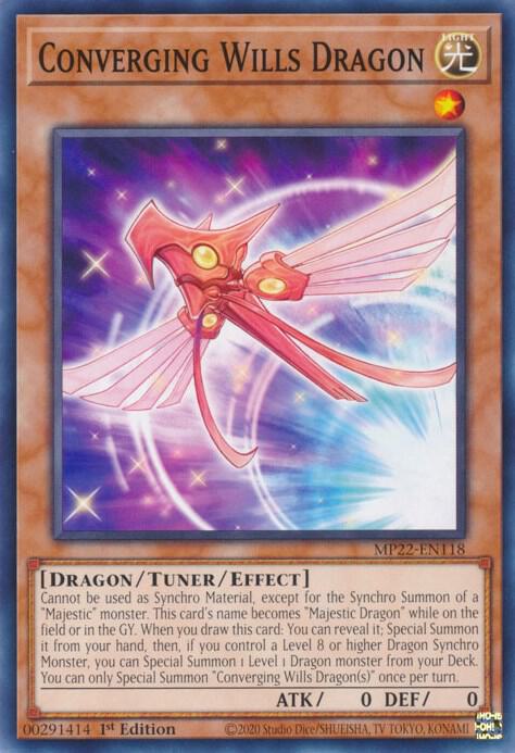 Converging Wills Dragon MP22-EN118 card from 2022 Tin of the Pharaoh's Gods