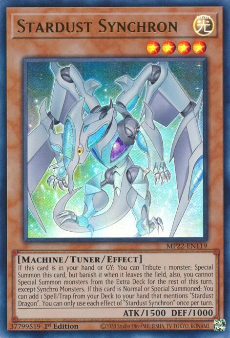 Stardust Synchron MP22-EN119 card from 2022 Tin of the Pharaoh's Gods
