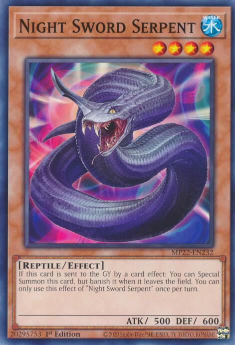 Night Sword Serpent MP22-EN232 card from 2022 Tin of the Pharaoh's Gods