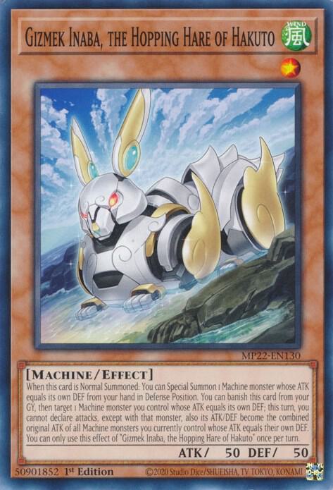 Gizmek Inaba, the Hopping Hare of Hakuto MP22-EN130 card from 2022 Tin of the Pharaoh's Gods