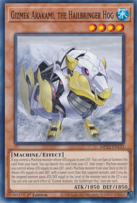 Gizmek Arakami, the Hailbringer Hog MP22-EN133 card from 2022 Tin of the Pharaoh's Gods