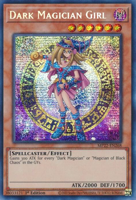 Dark Magician Girl MP22-EN268 card from 2022 Tin of the Pharaoh's Gods