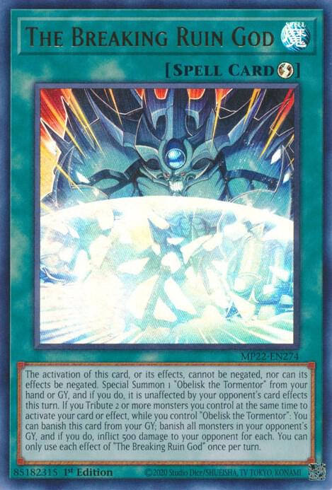 The Breaking Ruin God MP22-EN274 card from 2022 Tin of the Pharaoh's Gods