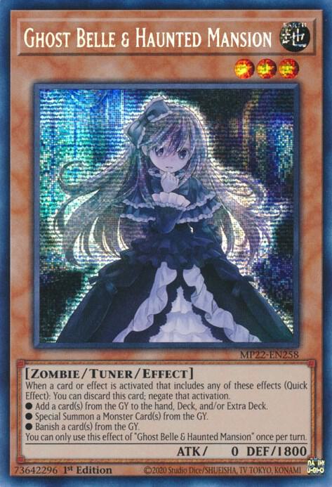 Ghost Belle & Haunted Mansion MP22-EN258 card from 2022 Tin of the Pharaoh's Gods