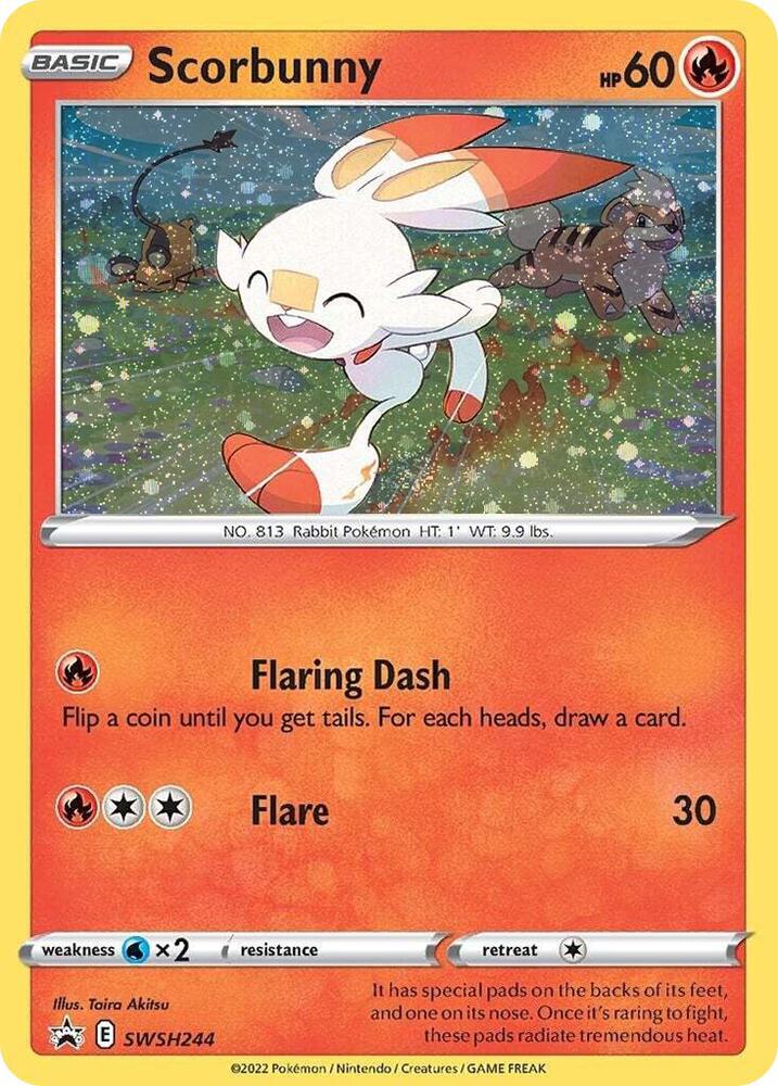Scorbunny (Cosmos Holo) SWSH244 card from SWSH: Sword & Shield Promo Cards
