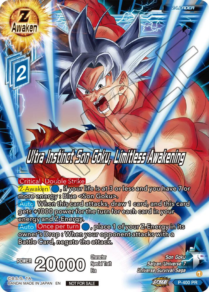 Ultra Instinct Son Goku, Limitless Awakening P-400 card from Promotion Cards
