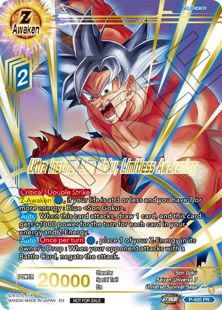Ultra Instinct Son Goku, Limitless Awakening (Gold-Stamped) P-400 card from Promotion Cards