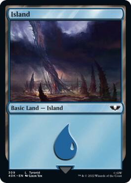 Island (Surge Foil) 309 card from Universes Beyond: Warhammer 40,000