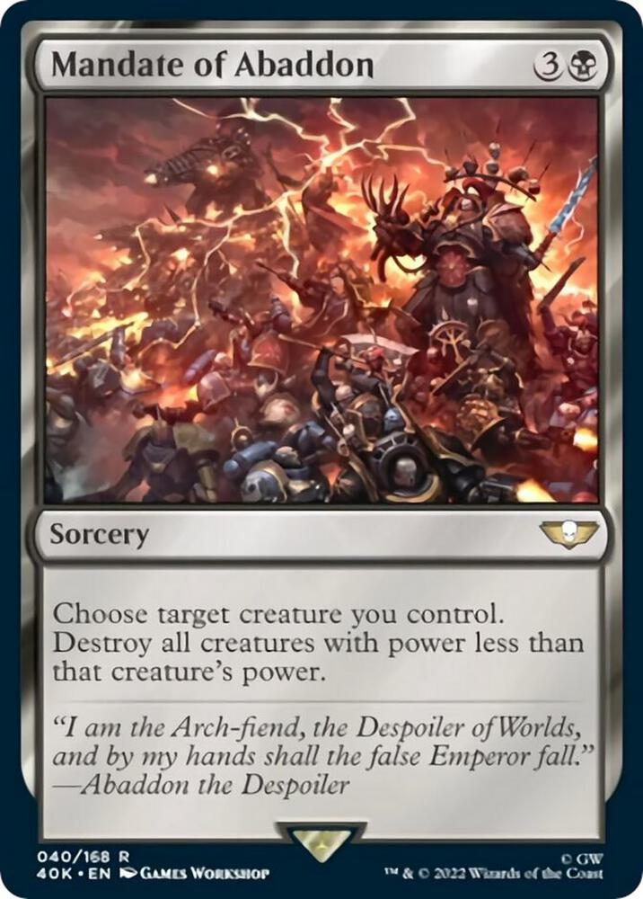 Mandate of Abaddon 40 card from Universes Beyond: Warhammer 40,000