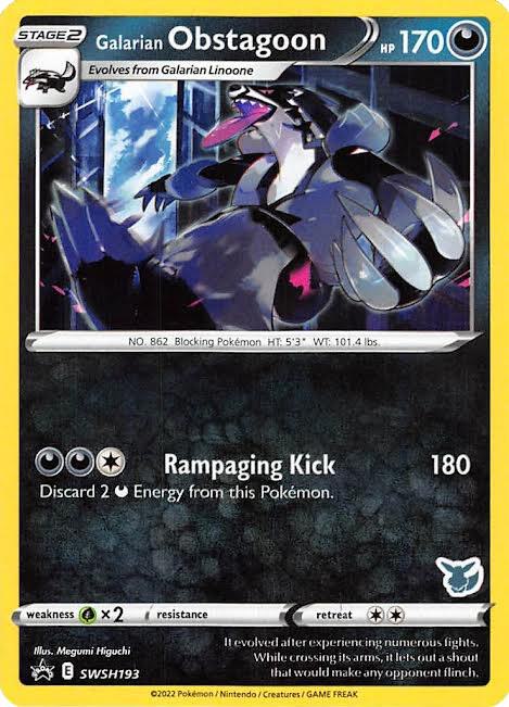 Galarian Obstagoon (Eevee Stamped) SWSH193 card from Battle Academy 2022