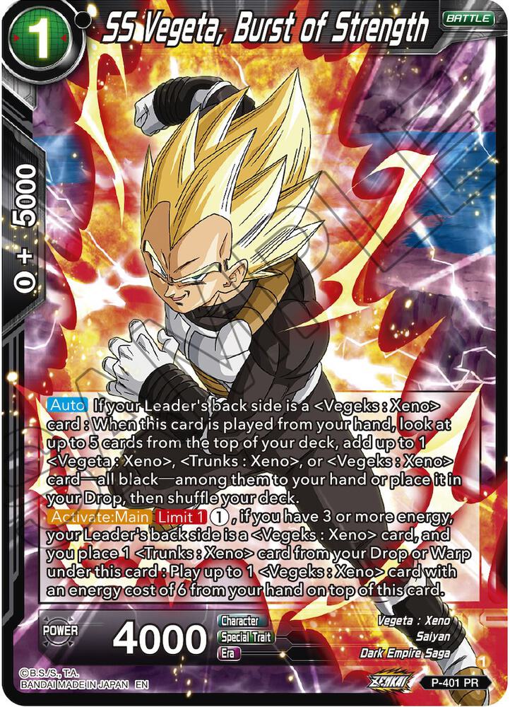 SS Vegeta, Burst of Strength P-401 card from Promotion Cards
